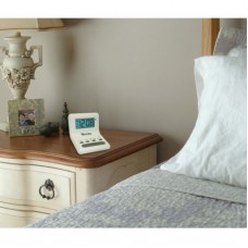 Westclox 47539 .8'' White LCD Alarm Clock with Light on Demand   552838844